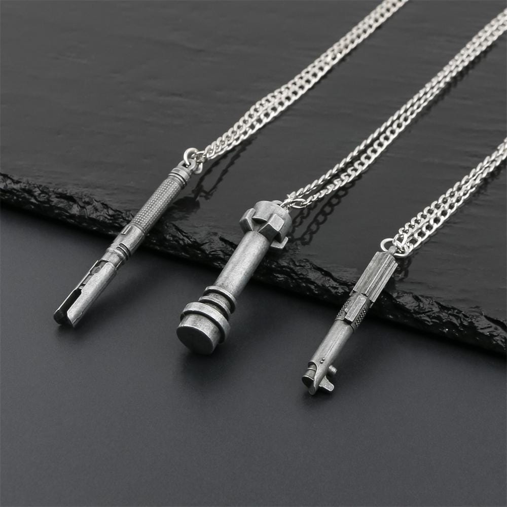 Lightsaber Hilt Charm - Metal Keychain or Necklace