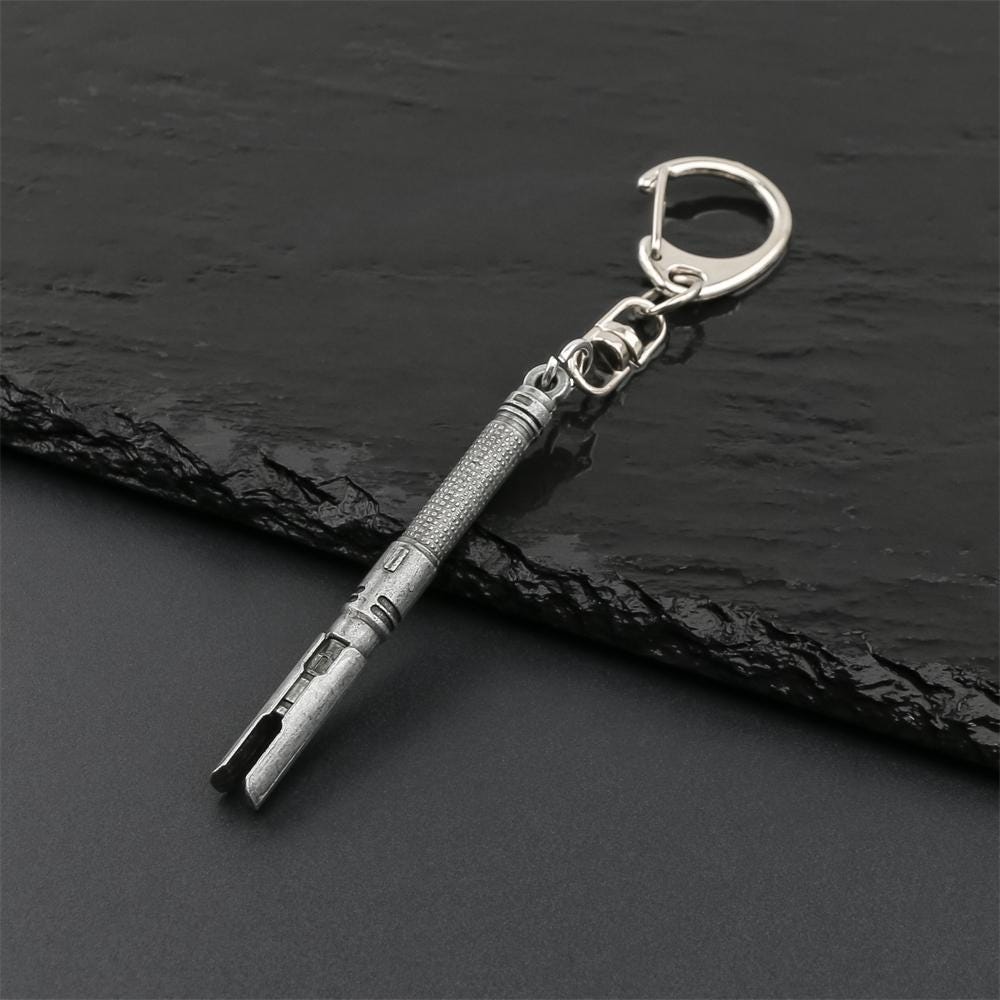 Lightsaber Hilt Charm - Metal Keychain or Necklace
