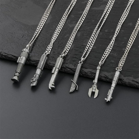 Lightsaber Hilt Charm - Metal Keychain or Necklace